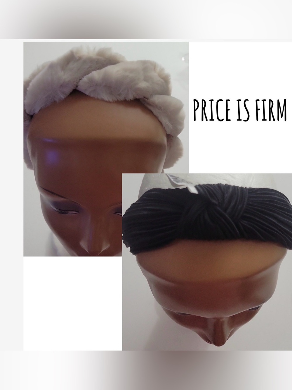 NWT Bundle Anthropologie 2 Headband Ribbed Black And Faux Fur Beige